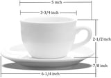 Kingrol 8 Ounce Porcelain Cappuccino Cups with Saucers and Spoons, Set of 6 Espresso Mugs for Latte, Mocha, Cappuccino and Tea
