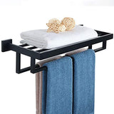 Alise Bathroom Lavatory Towel Rack Towel Shelf with 3 Towel Bars Wall Mount Towels Storage Holder,GOY8003-LS 24-Inch SUS 304 Stainless Steel Brushed Nickel Finish