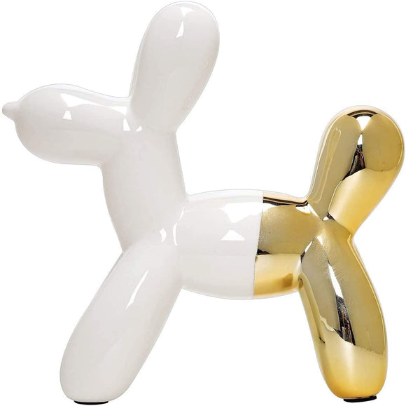 MingHaoyu Balloon Dog Sculpture Ceramic Dog Statues Home Decor Accents Dog Figurine Modern Sculpture,Bookself TV Stand Decor,Shelf Decorations for Home,Bedroom,Living Room and Office,WhiteGold