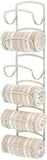 mDesign Bathroom Small Towel Rack Holder & Organizer - Six Levels - Modern Decorative Wall Mount Storage of Washcloths, Hand Towels - Satin