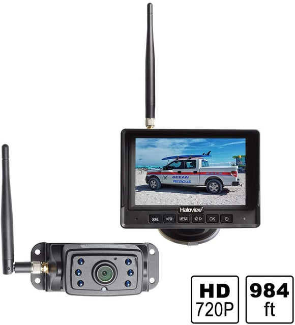 Haloview MC5111 5'' 720P HD Digital Wireless Backup Camera System 5'' LCD Rear View Monitor and IP69K Waterproof Reversing Built in DVR Kit for Trucks/Trailer/Bus/RVs/Pickups/Camper/Vans