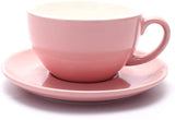 Coffeezone Latte Art Cup and Saucer, Latte & Cappuccino Mate for Coffee Shop and Barista (Glossy Pink, 10.5 oz)
