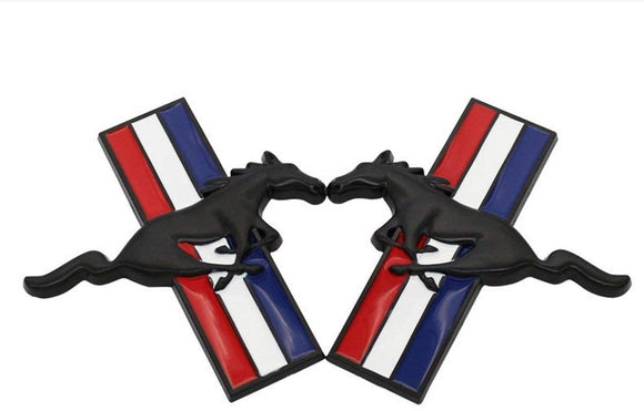 Chuanzhi Sales Fit Mustang Emblem Sticker 3D Metal Badge Car Side Fit Ford Car Accessories (Black)