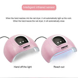 UV LED Nail Lamp 54W, Professional Nail Dryer Gel Polish Light, UV Nail Light with 3 Timer Setting, Nail Polish Curing Gel LED Dryer, Professional Nail Art Tools with Automatic Sensor, LCD Display