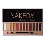 2Pcs Pro 12 Colors Naked Eyeshadow Makeup Palette - Shimmer Matte Pigmented Blendable Diamond Nude Natural Eye Shadow Pallet Kit with Brush(A+B)