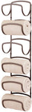 mDesign Bathroom Small Towel Rack Holder & Organizer - Six Levels - Modern Decorative Wall Mount Storage of Washcloths, Hand Towels - Satin