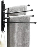 Lonffery Outdoor Towel Rack, Black Bathroom Rack, 4-Arm Wall Towel Bar for Pool, Hot Tub, Spa, Matte Black