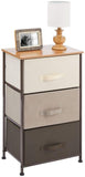 mDesign Vertical Dresser Storage Tower - Sturdy Steel Frame, Wood Top, Easy Pull Fabric Bins - Organizer Unit for Bedroom, Hallway, Entryway, Closets - Textured Print, 3 Drawers - Light Pink/Rose Gold
