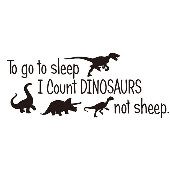 to Go to Sleep I Count Dinosaur Not Sheep Vinyl Wall Decals Cute Dinosaurs Bedroom Wall Sticker Wall Decals Kids Room Nursery Room Removable Peel & Stick Cartoon Wall Art Home Decor Stickers Poster
