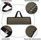 Chef’s Knife Roll Bag, Padded 4 Pockets Knife Storage Case, Professional Kitchen Tools Carrier Holder, Heavy Duty Waxed Canvas Fabric,Great Way To Store And Transport Your Knives Safely (Green)