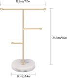 Hileyu Jewelry Stand Display Necklace Holder T-Bar Plated Metal Tabletop Jewelry Organizer Tower for Hanging Pendant Earring Bracelet Rings Accessories (Gold)