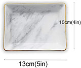 Marble Ceramic Jewelry Tray Ring Dish Ring Holder Display Organizer with Golden Edged Wedding Valentine's Day Housewarming Gift (Grey, 5.3inch)
