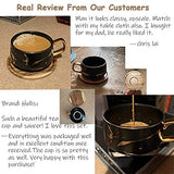 ENJOHOS 10 Oz Ceramic Tea Cup Coffee Cup Set with Wooden Saucer European Golden Hand Cup Saucer Set(Black)