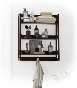UTEX 3 Tier Bathroom Shelf Wall Mounted with Towel Hooks, Bathroom Organizer Shelf Over The Toilet (White)