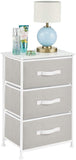 mDesign Vertical Dresser Storage Tower - Sturdy Steel Frame, Wood Top, Easy Pull Fabric Bins - Organizer Unit for Bedroom, Hallway, Entryway, Closets - Textured Print, 3 Drawers - Light Pink/Rose Gold