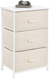 mDesign Vertical Dresser Storage Tower - Sturdy Steel Frame, Wood Top, Easy Pull Fabric Bins - Organizer Unit for Bedroom, Hallway, Entryway, Closets - Textured Print, 3 Drawers - Light Pink/Rose Gold