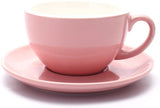 Coffeezone Latte Art Cup and Saucer, Latte & Cappuccino Mate for Coffee Shop and Barista (Glossy Pink, 10.5 oz)