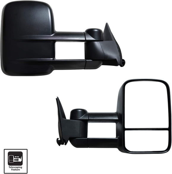 AERDM Towing Mirrors Manual Operated Textured Black Telescoping fit 1988-1998 Chevy GMC Exterior Accessories Mirrors fit C1500 C2500 C3500 K1500 K2500 K3500