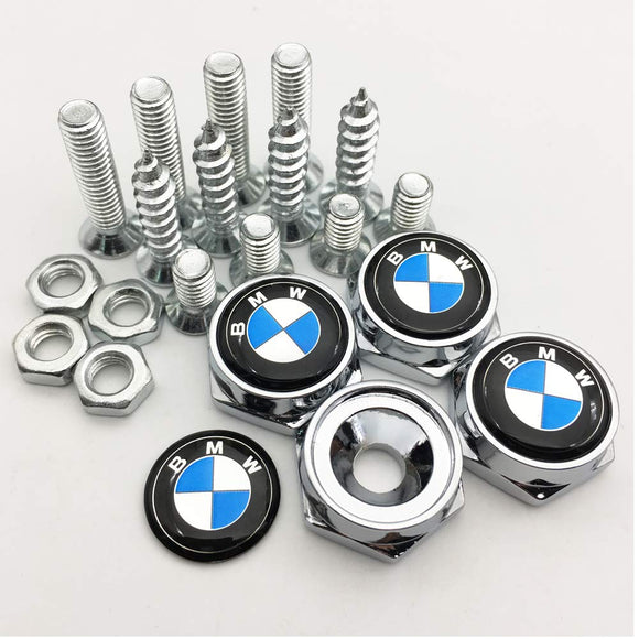 4Pcs License Plate Fasteners for BMW Vehicles - Automotive Exterior Accessories for BMW License Plate Frame Zinc Alloy Screws