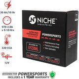 NICHE Battery for GYZ20HL AGM Sealed Maintenance Free 320CCA 12V Factory Activated ATV Motorcycle Honda Polaris Yamaha
