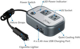 200W Car Power Inverter DC 12V to 110V AC Converter with 4 USB Ports Charger