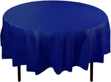 Exquisite 12-Pack Premium Plastic 84-Inch Round Tablecloth - Dark Blue