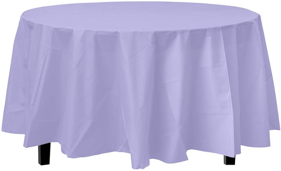 12-Pack Premium Plastic Tablecloth 84in. Round Table Cover - Lavender