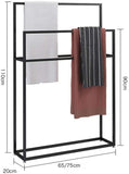 Towel Rack Towel Holder Stands for Bathrooms Free Standing with 2 Towel Rails Towel Drying Shelf with Rust-Resistant Finish for Bath Hand and Face Towels,Gold,75x20x110cm