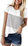 Round Neck Triple Color Block Stripe T-Shirt