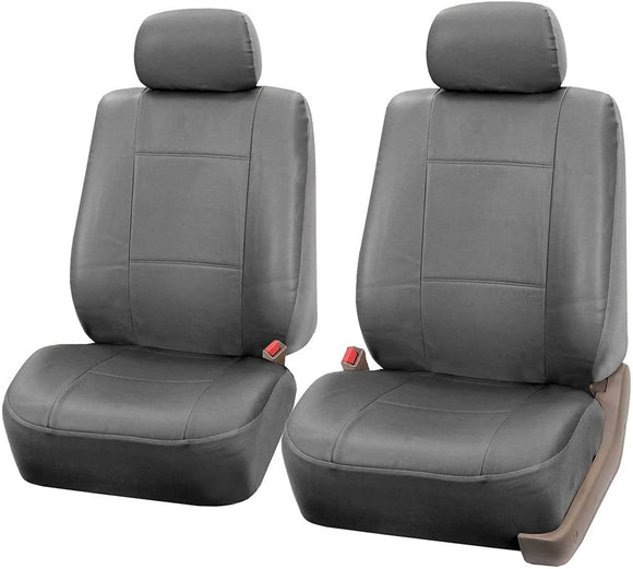 FH Group PU001102 PU Leather Seat Covers (Gray) Front Set – Universal Fit for Cars Trucks & SUVs