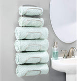 mDesign Bathroom Small Towel Rack Holder & Organizer - Six Levels - Modern Decorative Wall Mount Storage of Washcloths, Hand Towels - Satin