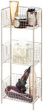 mDesign 3 Tier Vertical Standing Bathroom Shelving Unit, Decorative Metal Storage Organizer Tower Rack with 3 Basket Bins to Hold and Organize Bath Towels, Hand Soap, Toiletries - Bronze