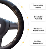 Steering Wheel Cover Microfiber Leather and Viscose, Breathable, Anti-Slip, Odorless, Warm in Winter and Cool in Summer, Universal 15 Inches(Black)