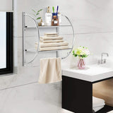 TANGKULA Wall Mount 2 Tier Bathroom Shelf with Towel Bars, 18"W X 10"D X 22"H, Chrome Bathroom Shelf, Home Toilet Double Layer Storage Shelf, Rustproof Chrome Shelf, Towel Shelf