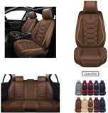 Leather Car Seat Covers, Faux Leatherette Automotive Vehicle Cushion Cover for Cars SUV Pick-up Truck Universal Fit Set for Auto Interior Accessories (OS-004 Full Set, Black)