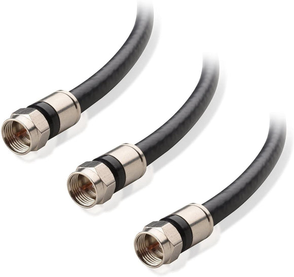 Cable Matters 3-Pack CL2 in-Wall Rated (cm) Quad Shielded Coaxial Cable (RG6 Cable, Coax Cable) in Black 6 Feet