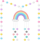 ituansen Rainbow Pom Pom Garland,Macrame Rainbow Wall Hanging Decor Tassel Garland Pom Pom Ball String Banner for Home Decor Nursey Dorm Room Kids Room Decor Baby Shower Party Supplies (R6)
