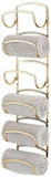 mDesign Bathroom Small Towel Rack Holder & Organizer - Six Levels - Modern Decorative Wall Mount Storage of Washcloths, Hand Towels - Satin