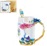 Lustrique Blue Rosaria Tea Cup Set(Short Tea Cup + Spoon + Cover Lid + Saucer)