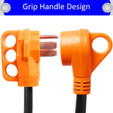 50 Amp Male to 30 Amp Female, RV Heavy Duty Electrical Adapter, 12’’ Length, 125V/3750W, 180 Degree Bend Design and Convenience Handle RV Plug Adapter