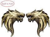 UpAuto 2pcs Cool Wolf Head Car Side/Rear/Front Decorations Badge Emblem 3D Self-Adhesive Nameplate Sticker for Car (Silver)