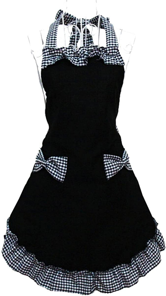 Hyzrz Cute Retro Lovely Vintage Ladies Kitchen Flirty Vintage Aprons for Women Girls with Pockets for Mothers Day Gift