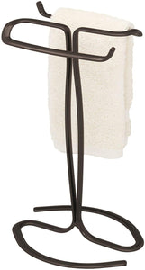 iDesign Axis Metal Hand Towel Holder for Master Bathroom, Vanities, Countertops, Kitchen, Holds 2 Finger Tip Towels, Bronze