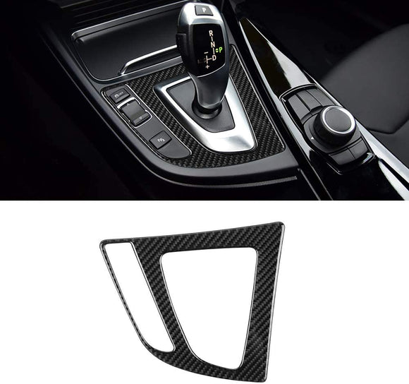 MICOOS Compatible with Carbon Fiber Center Console Gear Trim Gear Panel Interior Accessories for BMW 3 4 Series GT F30 2013 2014 2015 2016 2017 2018 2019 (1Pc Black)