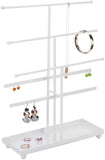 MyGift 5 T-Bar Modern Black Metal Jewelry Organizer for Bracelets, Necklaces and Earrings with Ring Tray
