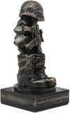 Ebros Patriotic Fallen Soldier Memorial Statue 8" Tall Military Rifle Helmet Boots Dog Tag Sculpture for Desktop Shelves Office Study Table Home Decor Figurine