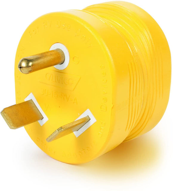 Camco PowerGrip Durable Electrical Adapter - Easy Grip for Simple and Safe Use, 30 AMP Male 15 AMP Female (55233), Yellow|Yellow