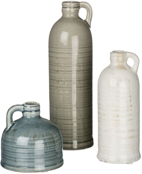 Sullivans Small Ceramic Jug Set, Farmhouse Home Decor, Set of 3 Vases, Multi-Color (CM2431)