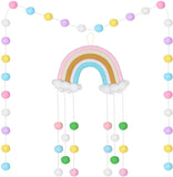 ituansen Rainbow Pom Pom Garland,Macrame Rainbow Wall Hanging Decor Tassel Garland Pom Pom Ball String Banner for Home Decor Nursey Dorm Room Kids Room Decor Baby Shower Party Supplies (R6)