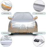 Tecoom Super Heavy Duty Multiple Layers SUV Cover All Weather Waterproof Windproof Reflective Snow Sun Rain UV Protective Outdoor with Buckles and Belt Fit 196-210 inches SUV